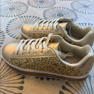 Gold Sneakers. Size 9.5